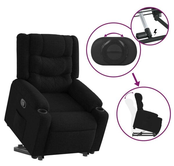 VidaXL fekete szövet felállást segítő dönthető fotel