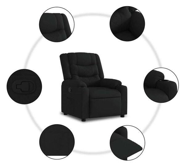 VidaXL fekete szövet felállást segítő dönthető fotel