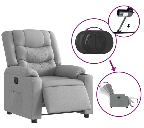 VidaXL világosszürke szövet elektromos dönthető fotel