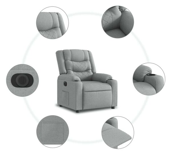 VidaXL elektromos felállást segítő világosszürke szövet dönthető fotel