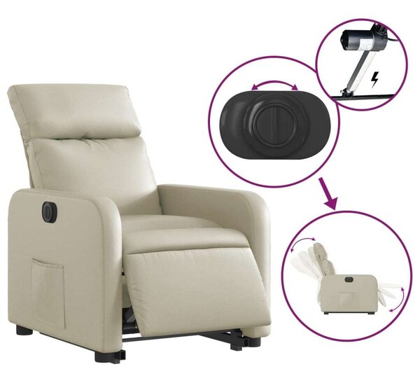VidaXL Elektromos Fotel - Felállást Segítő - Krémszínű