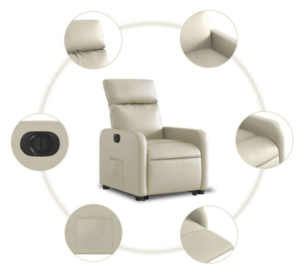 VidaXL Elektromos Fotel - Felállást Segítő - Krémszínű