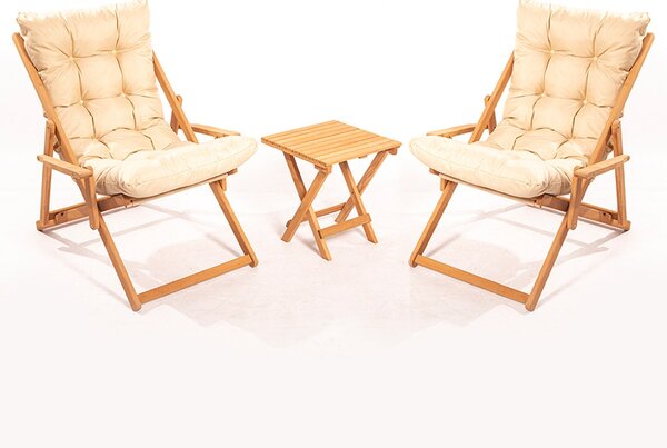 Kerti asztal és székek (3 darab) MY005 Barna Krém