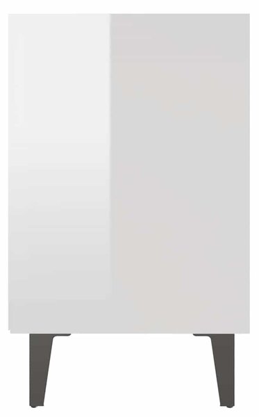 2 db magasfényű fehér éjjeliszekrény fém lábakkal 40x30x50 cm