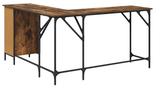 Füstös tölgy színű szerelt fa íróasztal 141x141x75 cm