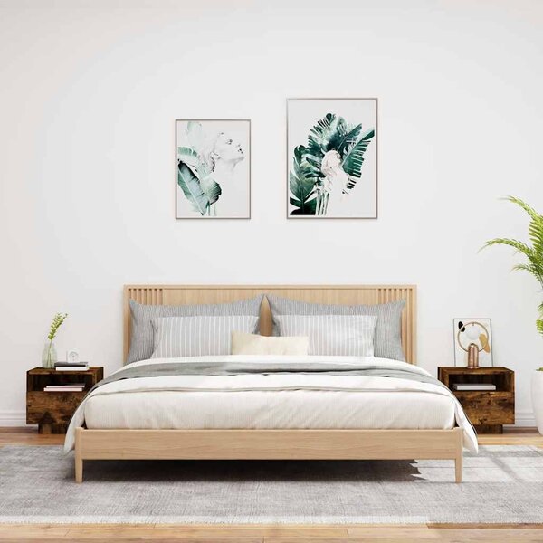 2 db sonoma tölgy színű éjjeliszekrény LED-ekkel 40x39x37 cm
