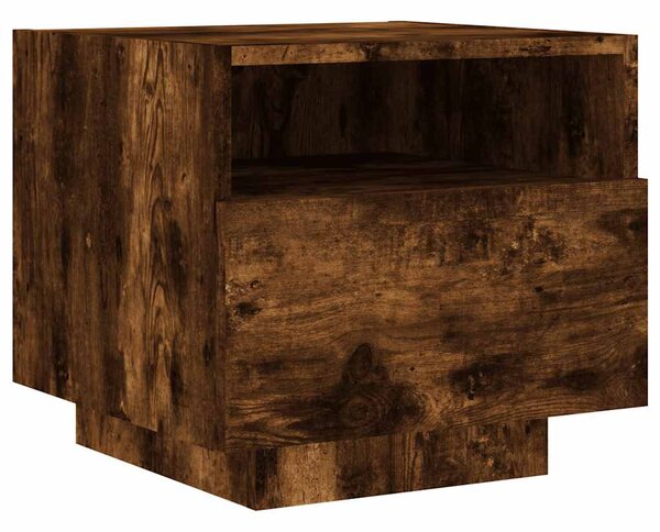 2 db sonoma tölgy színű éjjeliszekrény LED-ekkel 40x39x37 cm