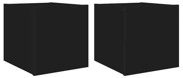 2 db fekete fali TV-szekrény LED-világítással 30,5x35x30 cm