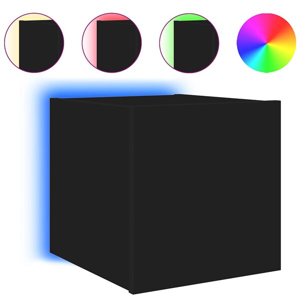 2 db fekete fali TV-szekrény LED-világítással 30,5x35x30 cm