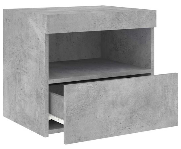 Betonszürke éjjeliszekrény LED-világítással 50 x 40 x 45 cm