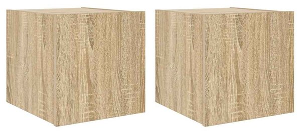 2 db sonoma tölgy színű fali TV-szekrény LED-del 30,5x35x30 cm