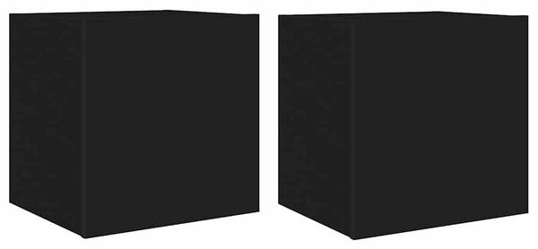 2 db fekete fali TV-szekrény LED-világítással 40,5x35x40 cm