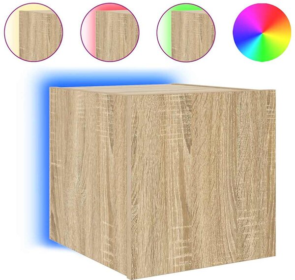 2 db sonoma tölgy színű fali TV-szekrény LED-del 30,5x35x30 cm