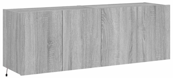 2 db szürke sonoma fali TV-szekrény LED-ekkel 60x35x41 cm