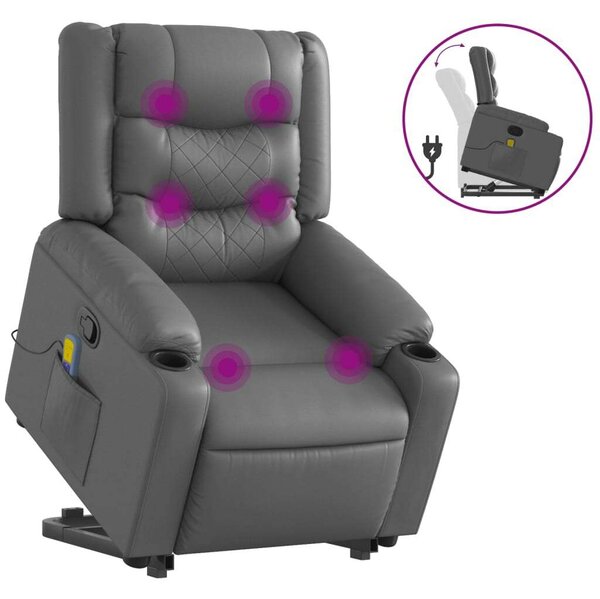VidaXL Masszázsfotel - Elektromos Emelő - Szürke