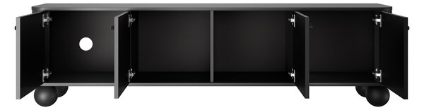 Vesper 4D TV-szekrény 187 cm - fekete, fekete fogantyúkkal, gömb lábakkal
