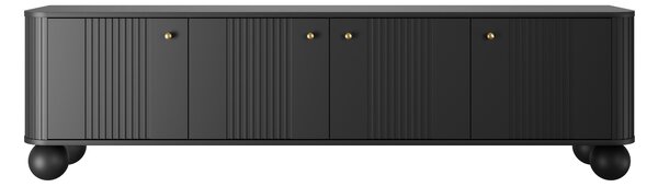 Vesper 4D TV-szekrény 187 cm - fekete / arany fogantyúk / gömb lábak