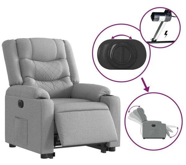 VidaXL elektromos felállást segítő világosszürke szövet dönthető fotel