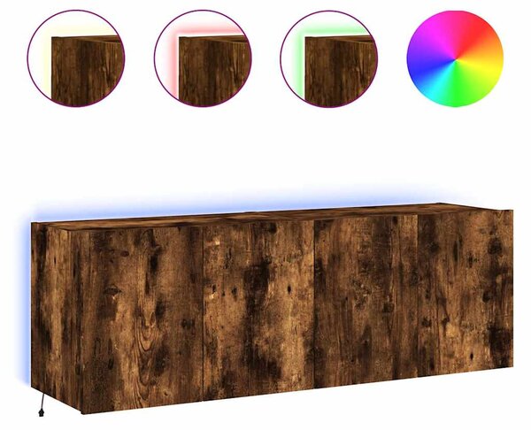 2 db füstös tölgy fali TV-szekrény LED-ekkel 60x35x41 cm