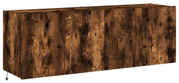 2 db füstös tölgy fali TV-szekrény LED-ekkel 60x35x41 cm