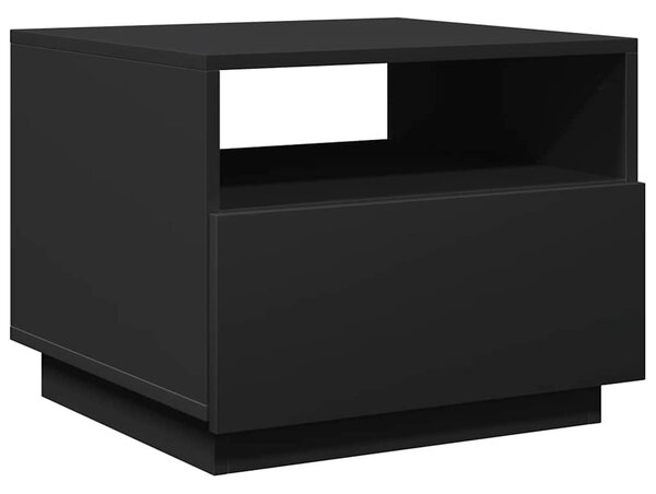 Fekete dohányzóasztal LED-lámpákkal 50x49x40 cm