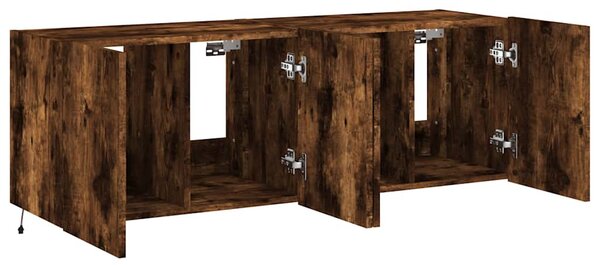 2 db füstös tölgy fali TV-szekrény LED-ekkel 60x35x41 cm