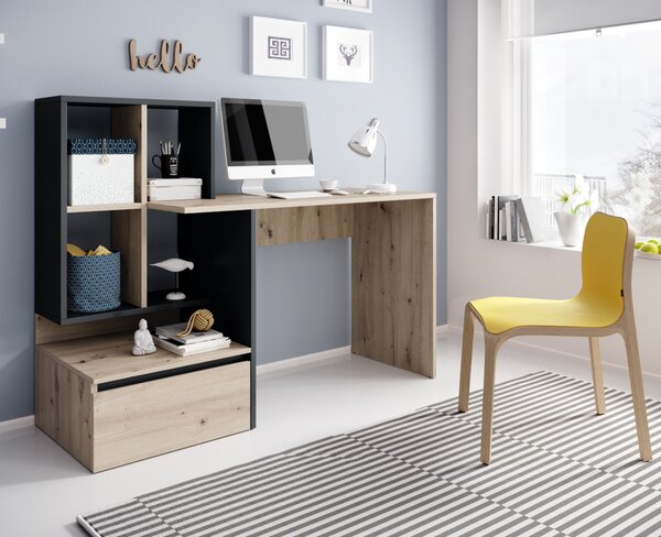 Íróasztal artisan tölgy/antracit színkombinációban PACO PC02