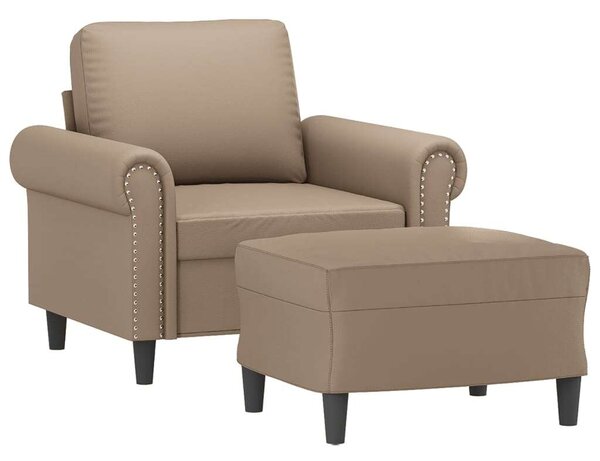 VidaXL kávészínű műbőr kanapéfotel lábtartóval 60 cm