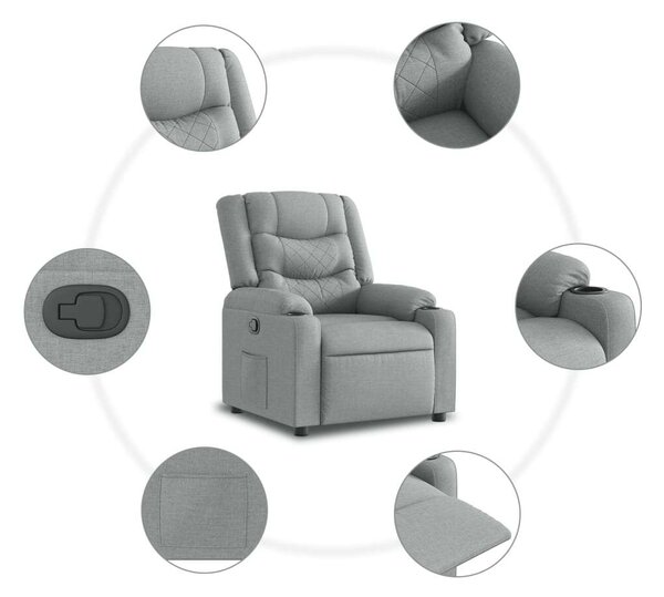 VidaXL világosszürke szövet dönthető fotel