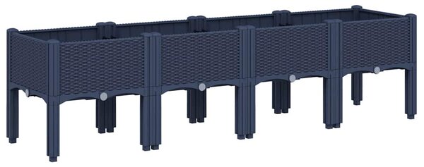 Kékszürke PP rácsos kerti ültetőláda 160 x 40 x 42 cm