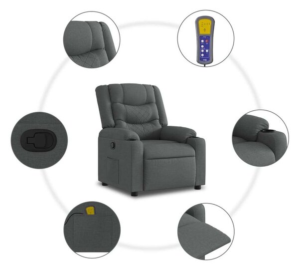 VidaXL sötétszürke szövet dönthető masszázsfotel