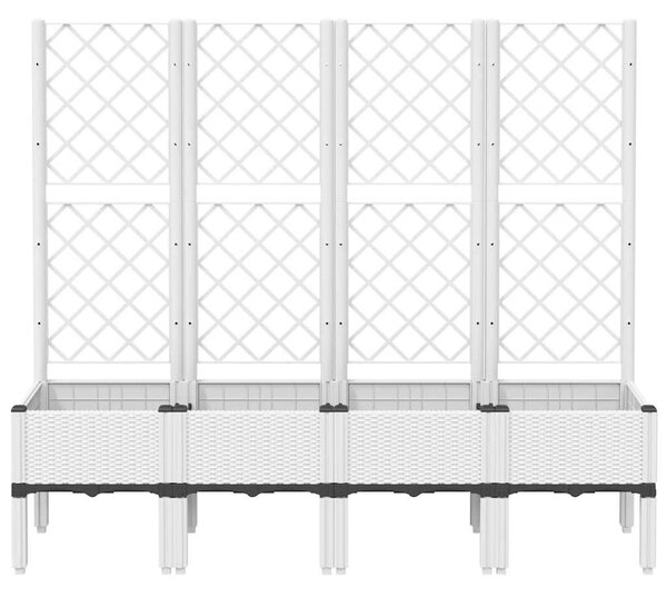 Fehér polipropilén rácsos kerti ültetőláda 160 x 40 x 142 cm