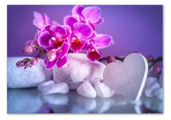 Egyedi Üvegkép Orchidea és a szív