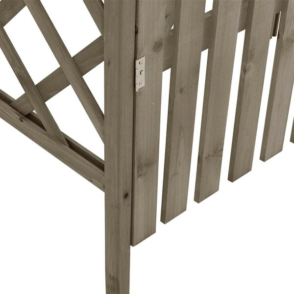 Szürke tömör fenyőfa pergola kapuval 116 x 40 x 204 cm