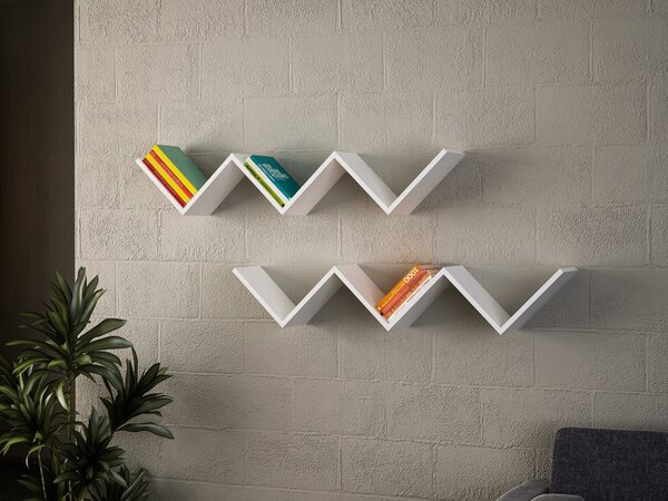 Fali polc Zig Zag - White