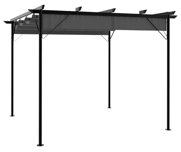 Antracitszürke acél pavilon behúzható tetővel 3 x 3 m 180 g/m²