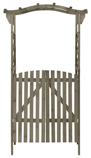 Szürke tömör fenyőfa pergola kapuval 116 x 40 x 204 cm