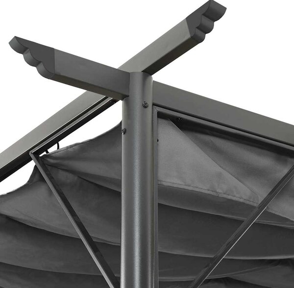 Antracitszürke acél pavilon behúzható tetővel 3 x 3 m 180 g/m²