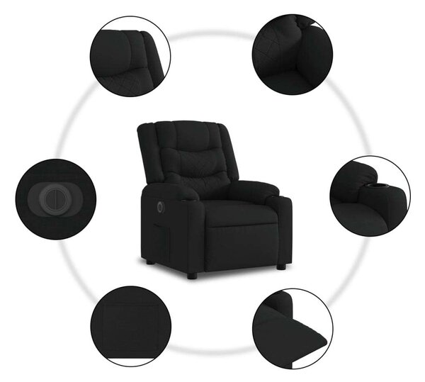 VidaXL fekete szövet elektromos dönthető fotel