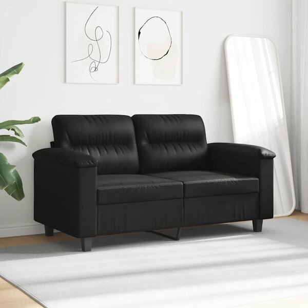 Kétszemélyes fekete mikroszálas szövetkanapé 120 cm