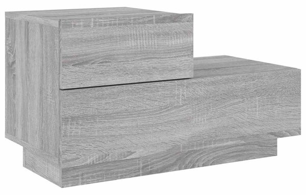 Szürke sonoma éjjeliszekrény LED-világítással 70 x 36 x 40,5 cm