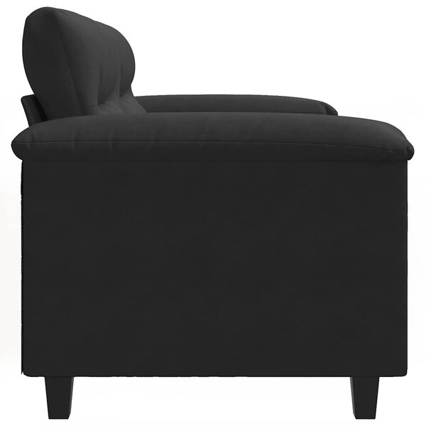 Kétszemélyes fekete mikroszálas szövetkanapé 120 cm