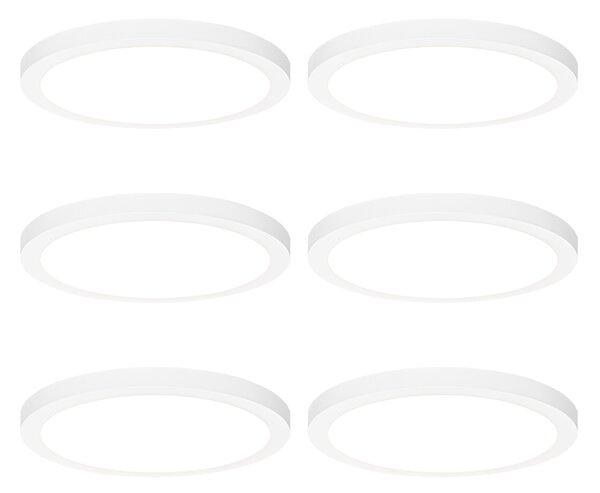 6 darabos süllyesztett vagy felületre szerelt spotlámpa készlet fehér 30 cm LED-del, 3 fokozatú Dim to Warm - Trans