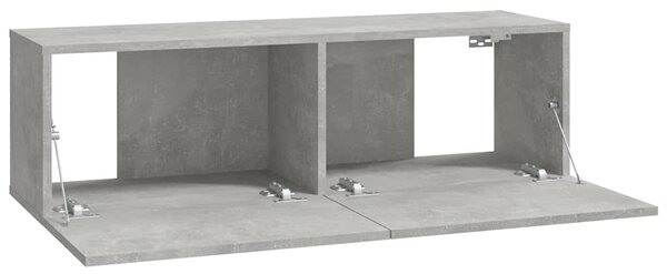 2 db betonszürke szerelt fa fali TV-szekrény 100 x 30 x 30 cm