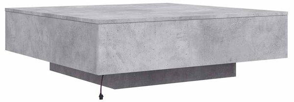 Betonszürke dohányzóasztal LED-lámpákkal 100 x 100 x 31 cm