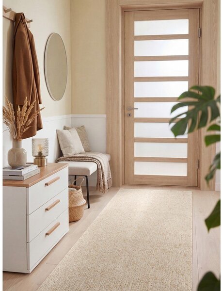 Krémszínű mosható futószőnyeg 80x240 cm Rocco Cream – Elle Decoration