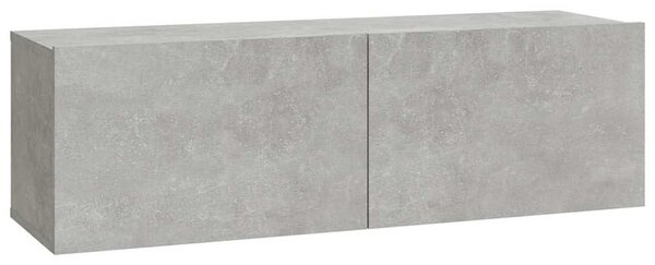 2 db betonszürke szerelt fa fali TV-szekrény 100 x 30 x 30 cm
