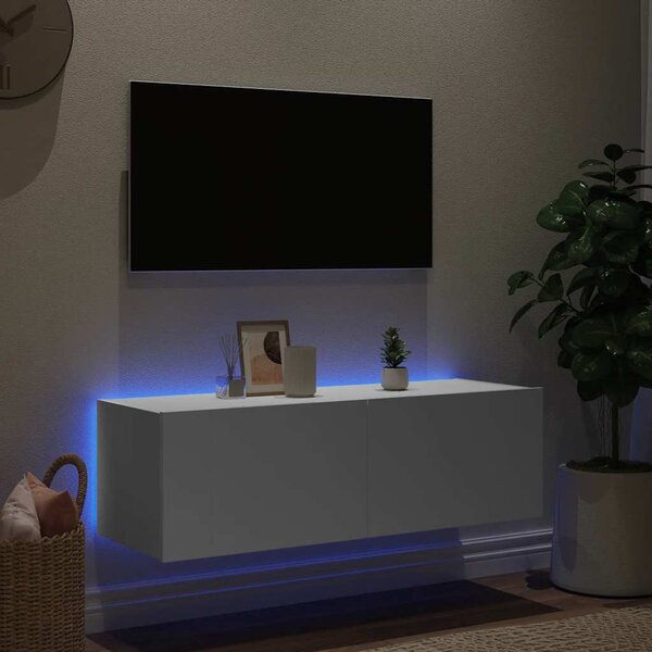 Fehér fali TV-szekrény LED-világítással 100 x 35 x 31 cm