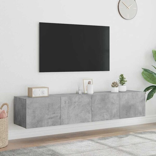2 db betonszürke fali TV-szekrény LED-del 80x35x31 cm