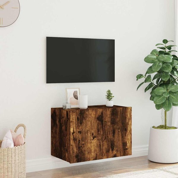 Füstös tölgy színű fali TV-szekrény LED-ekkel 60x35x41 cm